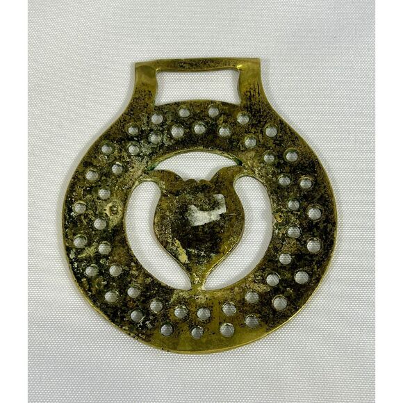 19th Century Brass Horse Harness Medallion Tulip Parade - Picture 6 of 9